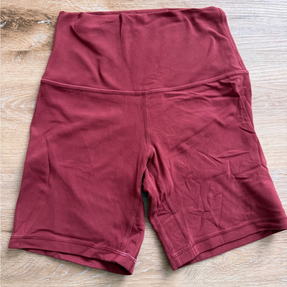 Women's High-Waisted Burgundy Shorts